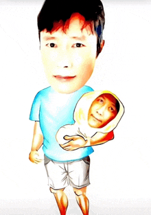 a caricature of a man holding a baby