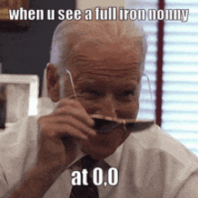 a man wearing glasses and a mustache with the words when u see a full iron nonny at 0.0
