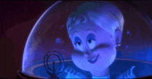 a cartoon character with a blue light coming out of her head