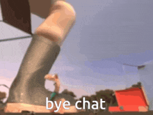 a picture of a person with the words bye chat written on it