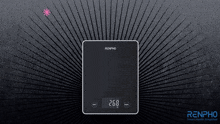 a renpho digital scale is displayed on a gray background
