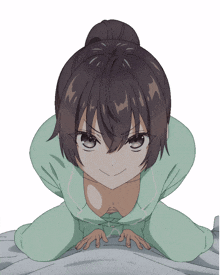 a drawing of a girl with a bun on her hair