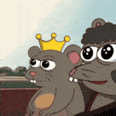 a cartoon of a mouse with a crown on his head
