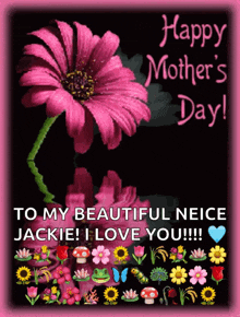 a happy mother 's day greeting card with a pink flower