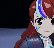 a close up of a cartoon girl with red hair