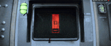 a red screen with a shield on it and the words break into the vault