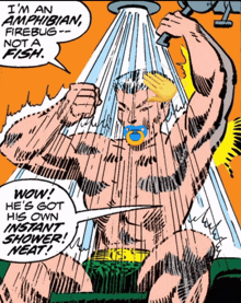 a comic book character has a pacifier in his mouth