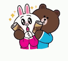 Brown And Cony For You GIF - Brown And Cony For You Coffee GIFs