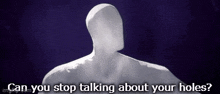 a slender man is talking about his holes in a video .