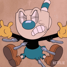 Trying To Escape Mugman GIF - Trying To Escape Mugman The Cuphead Show GIFs