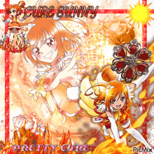 a picture of a girl with the words cure sunny pretty cure