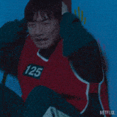 a person is crying and holding their head with the word no on it