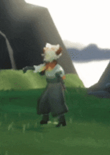 a person in a video game is standing in a field .