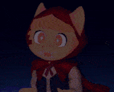 a cat wearing a red hood looks at fireworks