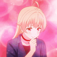 a girl with blonde hair is wearing a choker