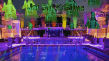 jai shree krishna is displayed on a swimming pool