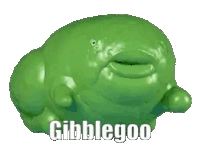 a green frog with the words gibblegoo written on it