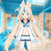 a girl with long blonde hair and a sailor outfit