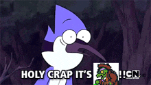 a cartoon character with the words holy crap it 's cn