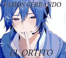 a picture of a boy with hearts and the words " vamos cerrando el ortito " on the bottom