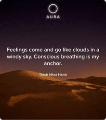 a quote by thich nhat hanh says feelings come and go like clouds