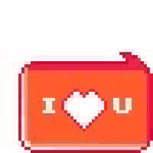 a pixel art i love you sticker with a heart in the middle .