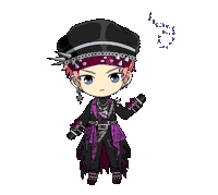 a cartoon character with a purple heart and chains around his neck