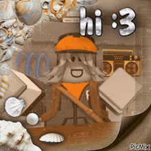 a picture of a cartoon character that says hi 3 on it