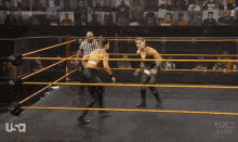 a woman is wrestling another woman in a ring .