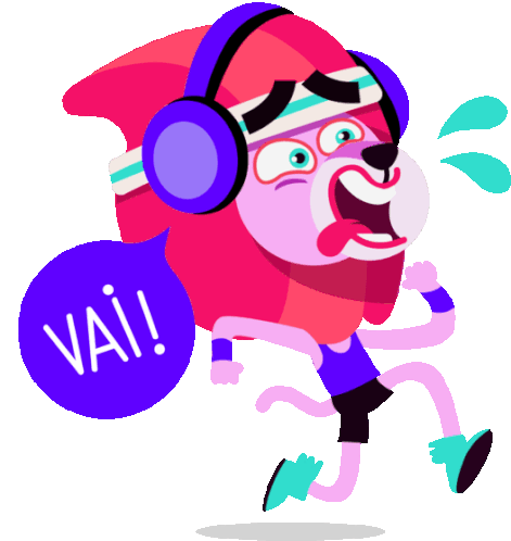 Lion Running Wearing Headphones Says Go In Portuguese Sticker - Shakethat Body Lion Exercise Stickers