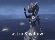 a picture of a woman with the words astro & willow written on the bottom
