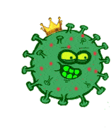 a cartoon illustration of a virus with a crown on it