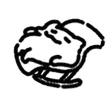a black and white drawing of a frog on a rock .