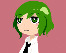 a cartoon girl with brown hair and green eyes