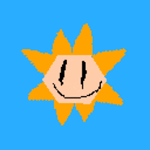 a pixel art of a sun with a smiley face on it