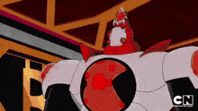 a cartoon of a robot with the cn logo in the corner