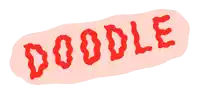 the word doodle is written in red letters