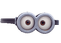 a pair of minion goggles with two big eyes