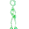 a pixel art of a red stick figure with a red cape on .