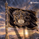 a black flag with a dragon on it says ngc
