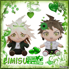 a picture of two stuffed anime characters with the name eimisu