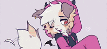 a drawing of a cat with a pink bow on its head