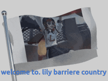 a flag with the words welcome to lily barriere country on it
