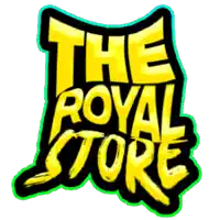 a logo for the royal store with yellow and black letters
