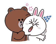 ouch stop that brown bear cony rabbit hearts