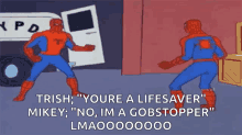 two spiderman pointing meme gobstopper