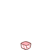 a yellow chicken wearing a pink party hat is standing next to a pink gift box that says happy birthday