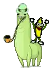 a pixel art of a llama and a banana .