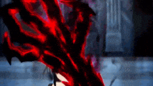 a close up of a person 's arm with red glowing blood coming out of it .