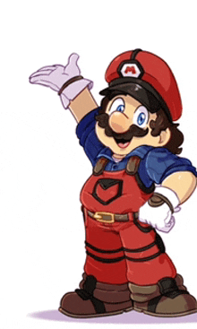 a cartoon of mario wearing a red hat and overalls